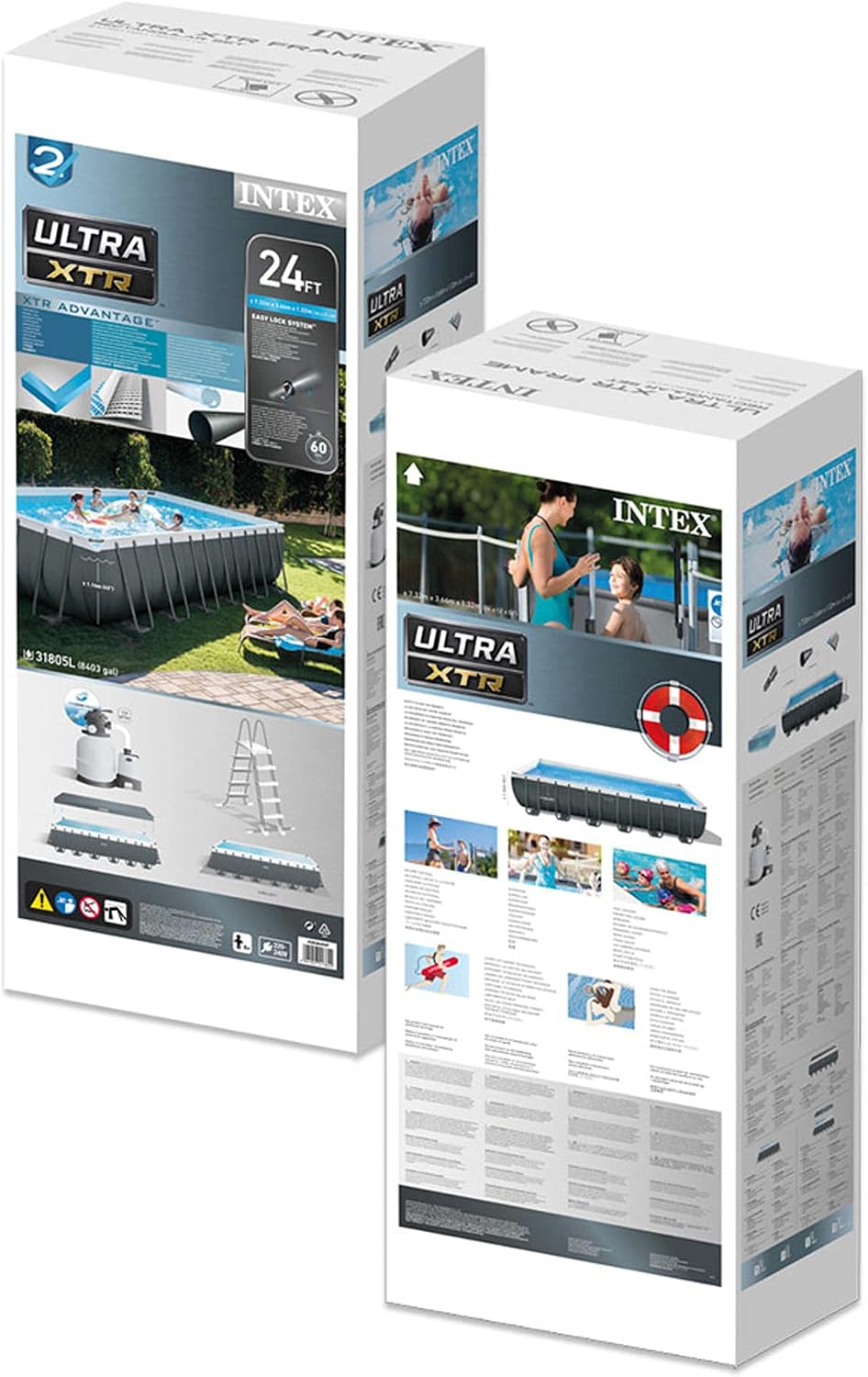 Intex Ultra XTR Frame – Piscina Fuori Terra Rettangolare 732x366x132 cm con Pompa a Sabbia e Accessori